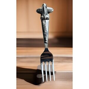 Reed & Barton Stainless Steel Zoom Zoom Airplane Fork Flatware Baby‎ Toddler